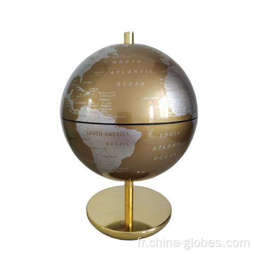 Globe terrestre rotatif de bureau avec support en métal